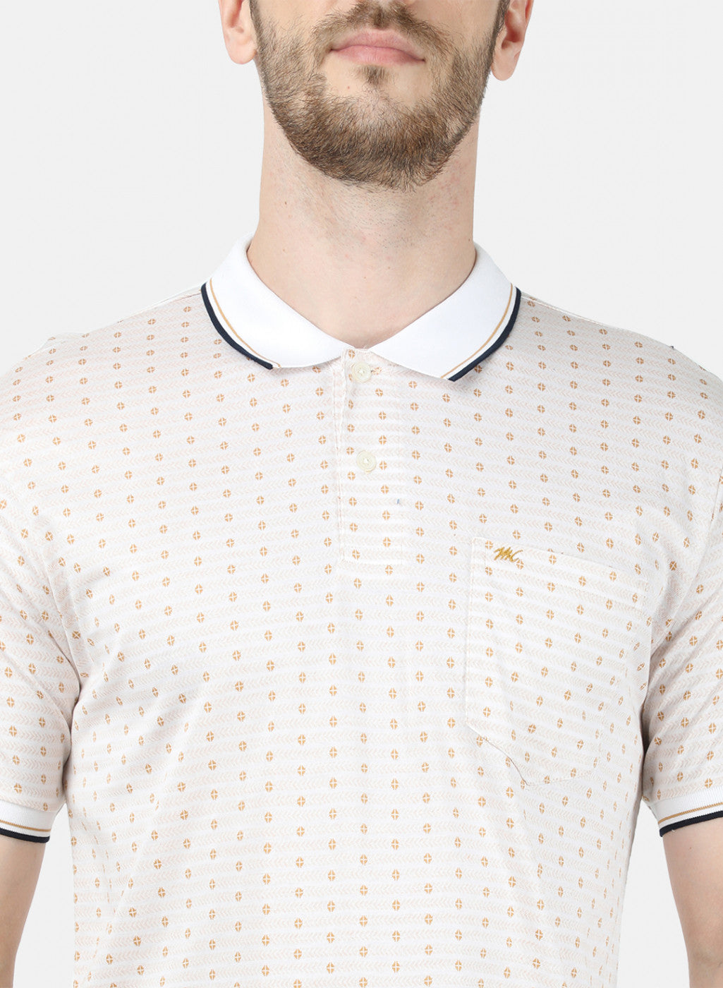 Mens Beige Jaquard T-Shirt