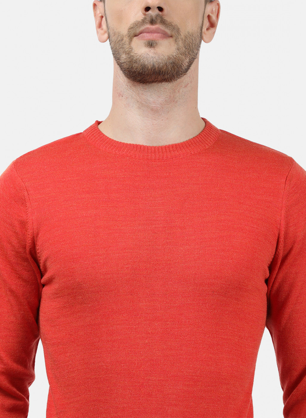 Men Orange Solid Pullover