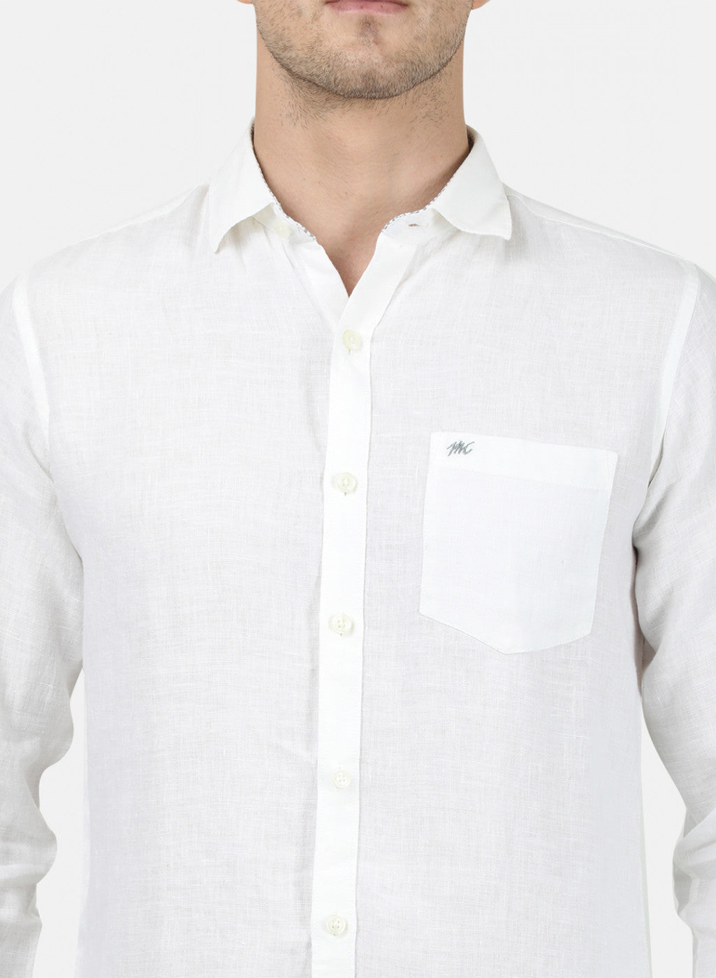 Mens White Solid Shirt