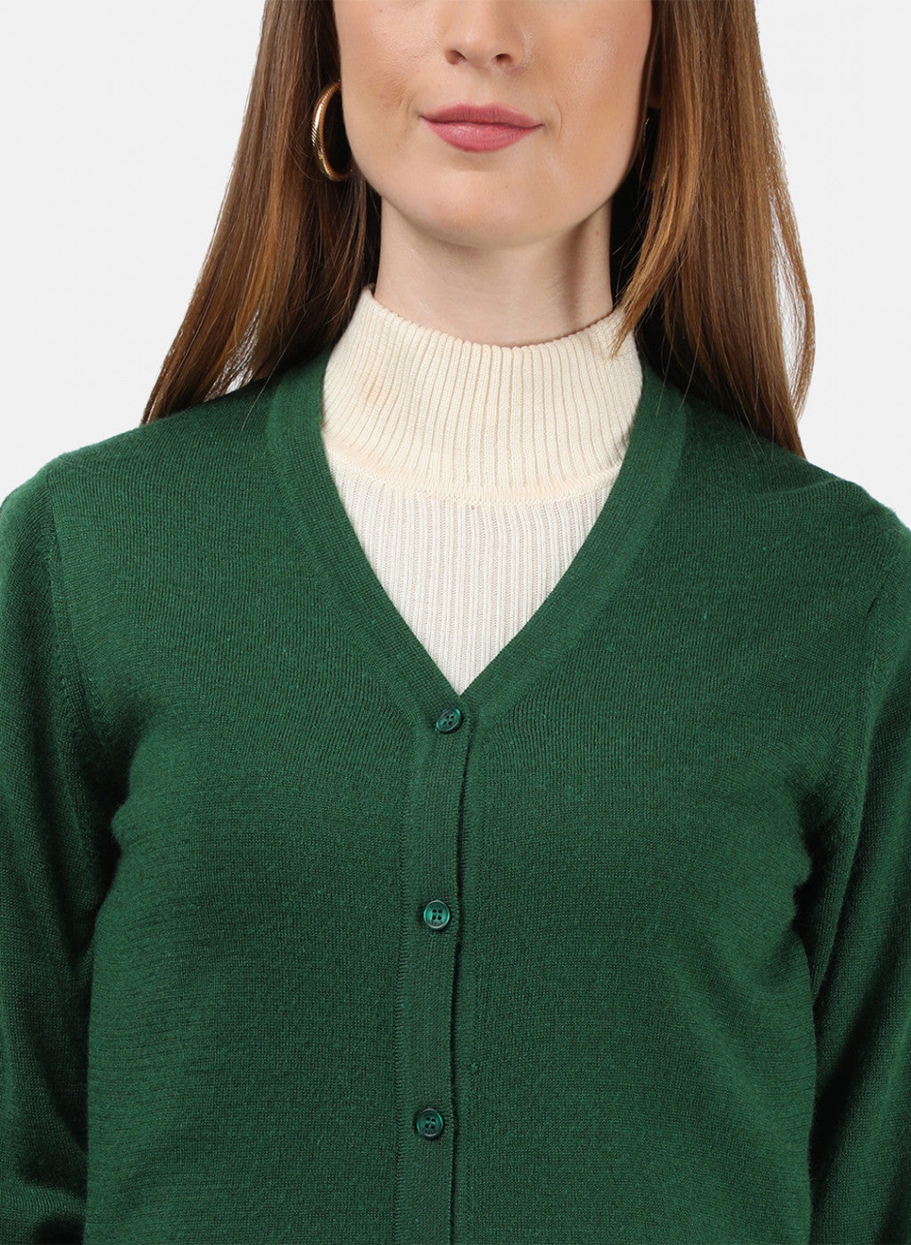 Women Green Solid Cardigan
