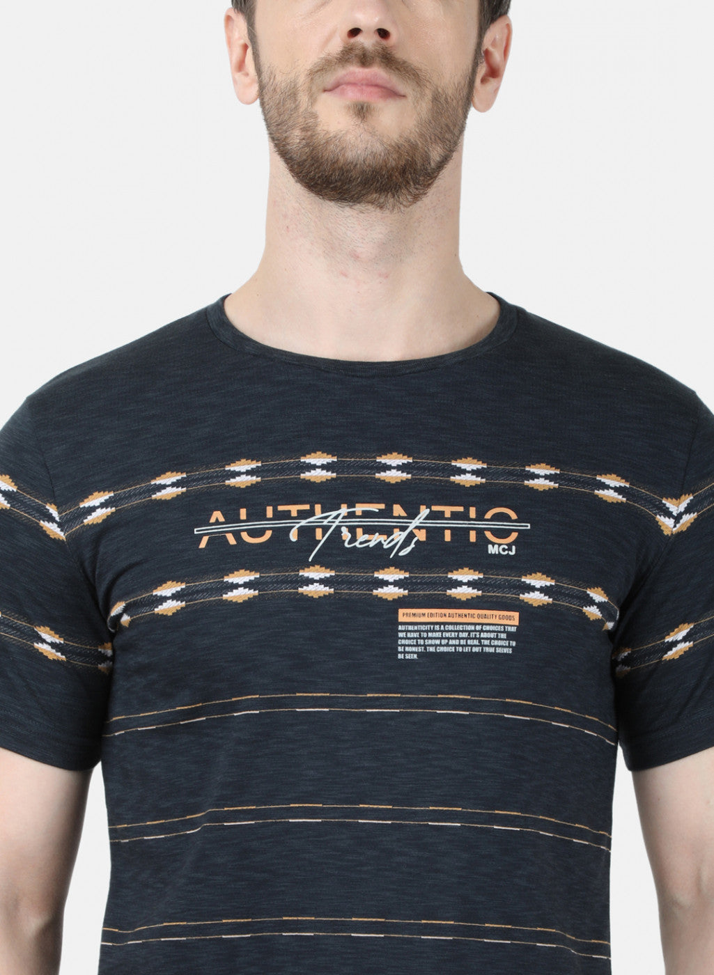 Mens Dark Grey Jaquard T-Shirt