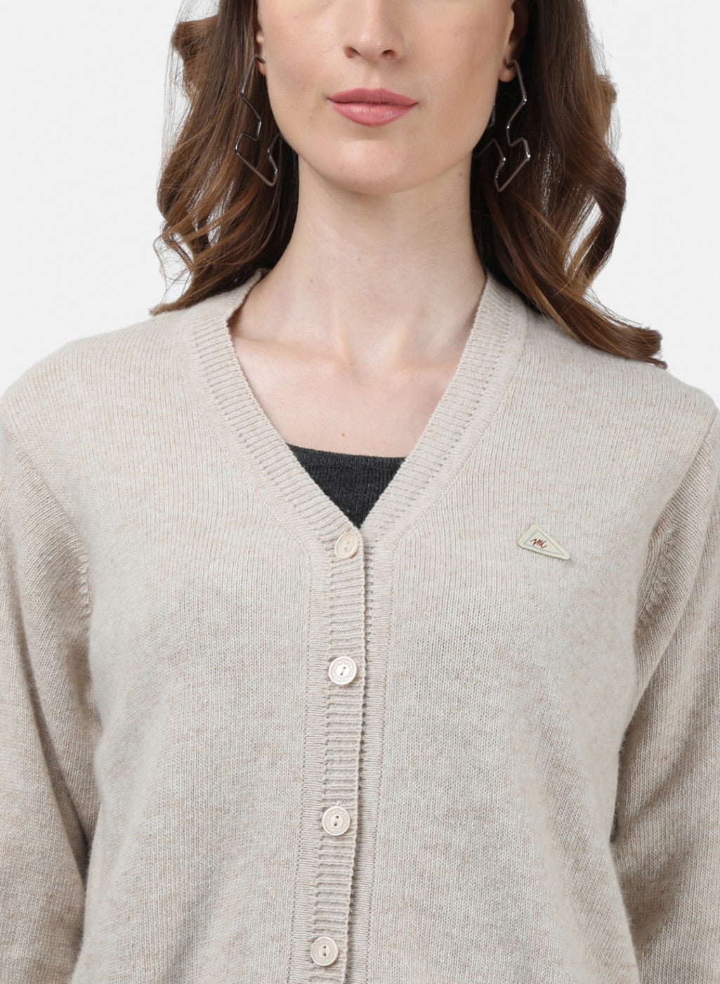 Women Beige Solid Cardigan