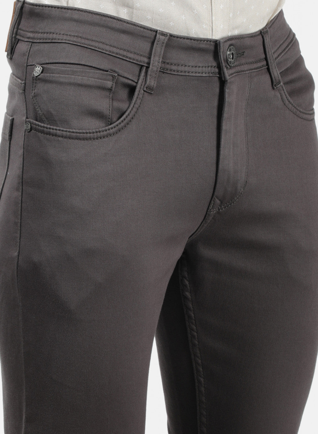 Men Grey Plain Trousers