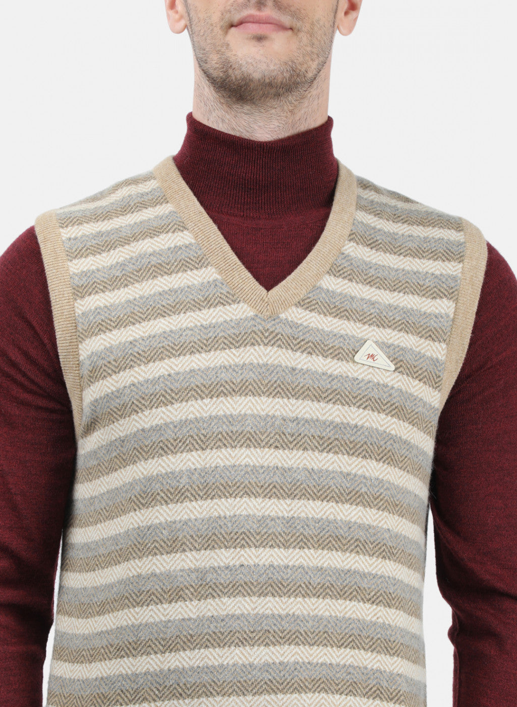 Men Beige Solid Sweater