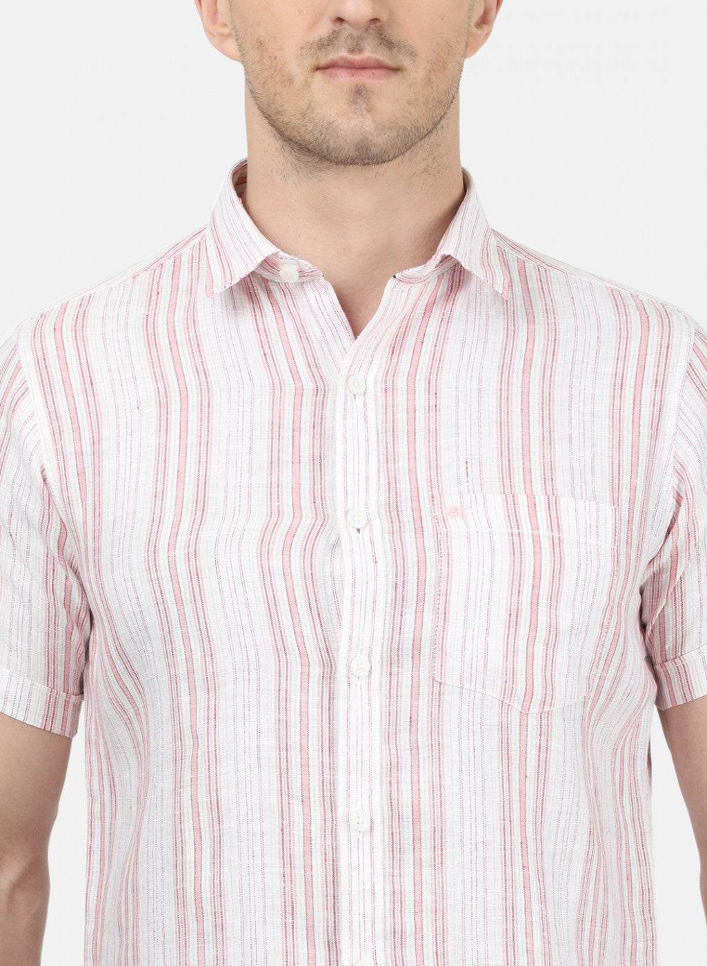 Mens Orange Stripe Linen Shirt