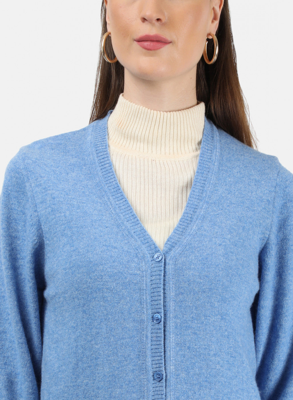 Women Blue Solid Cardigan