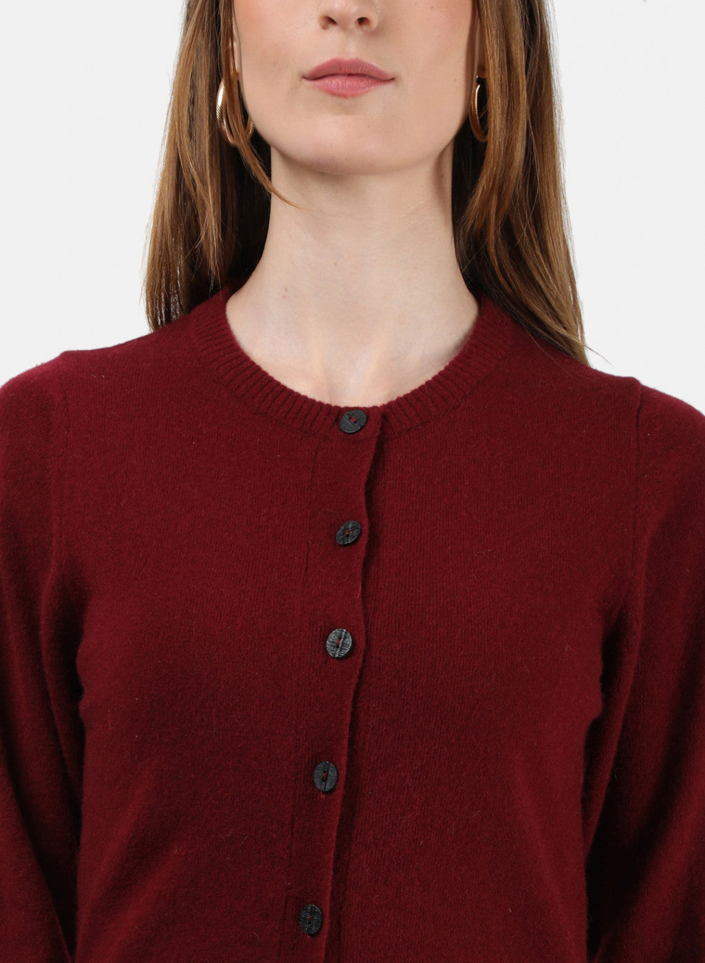 Women Maroon Solid Cardigan