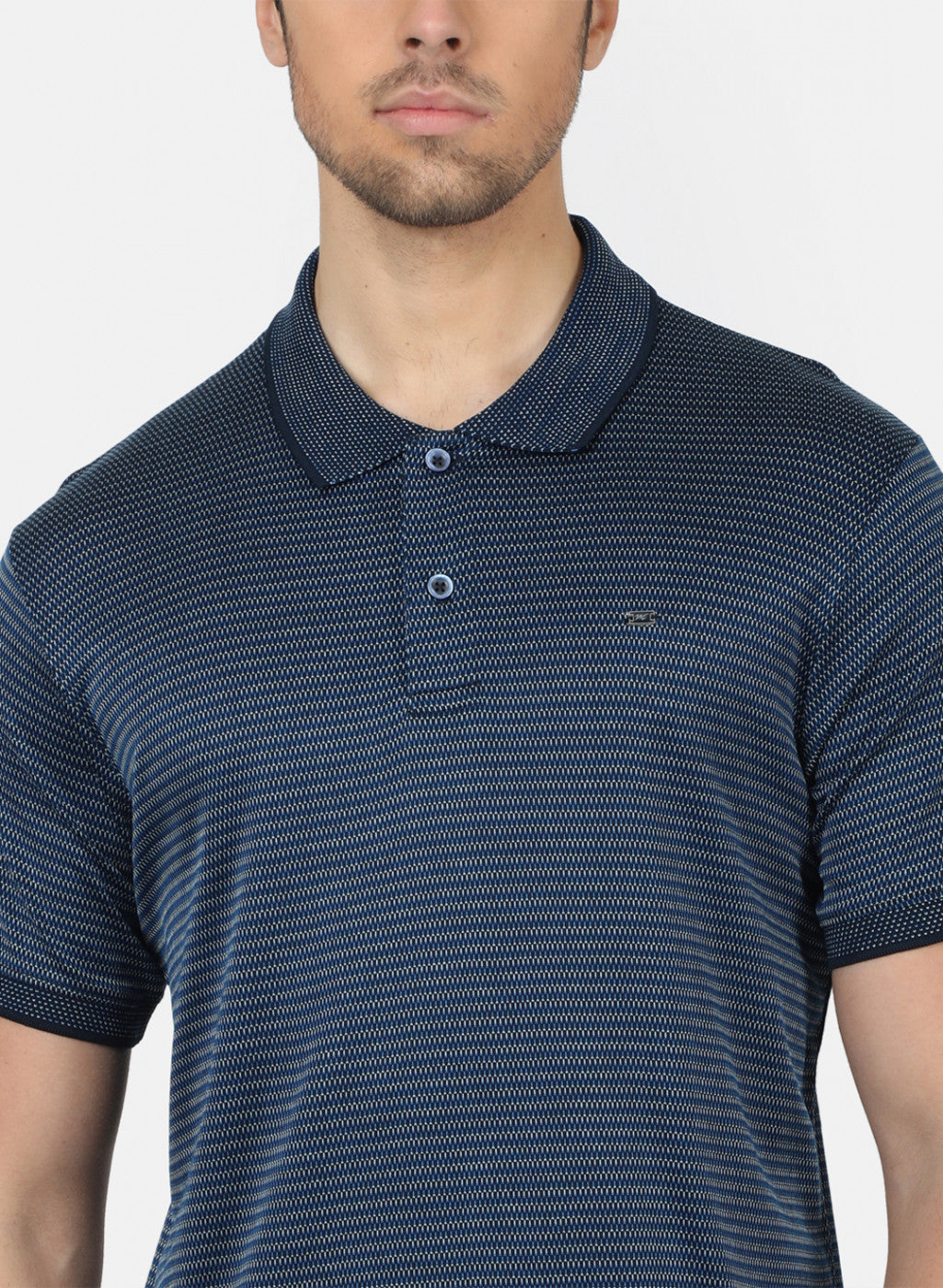 Men Navy Blue jacquard T-Shirts