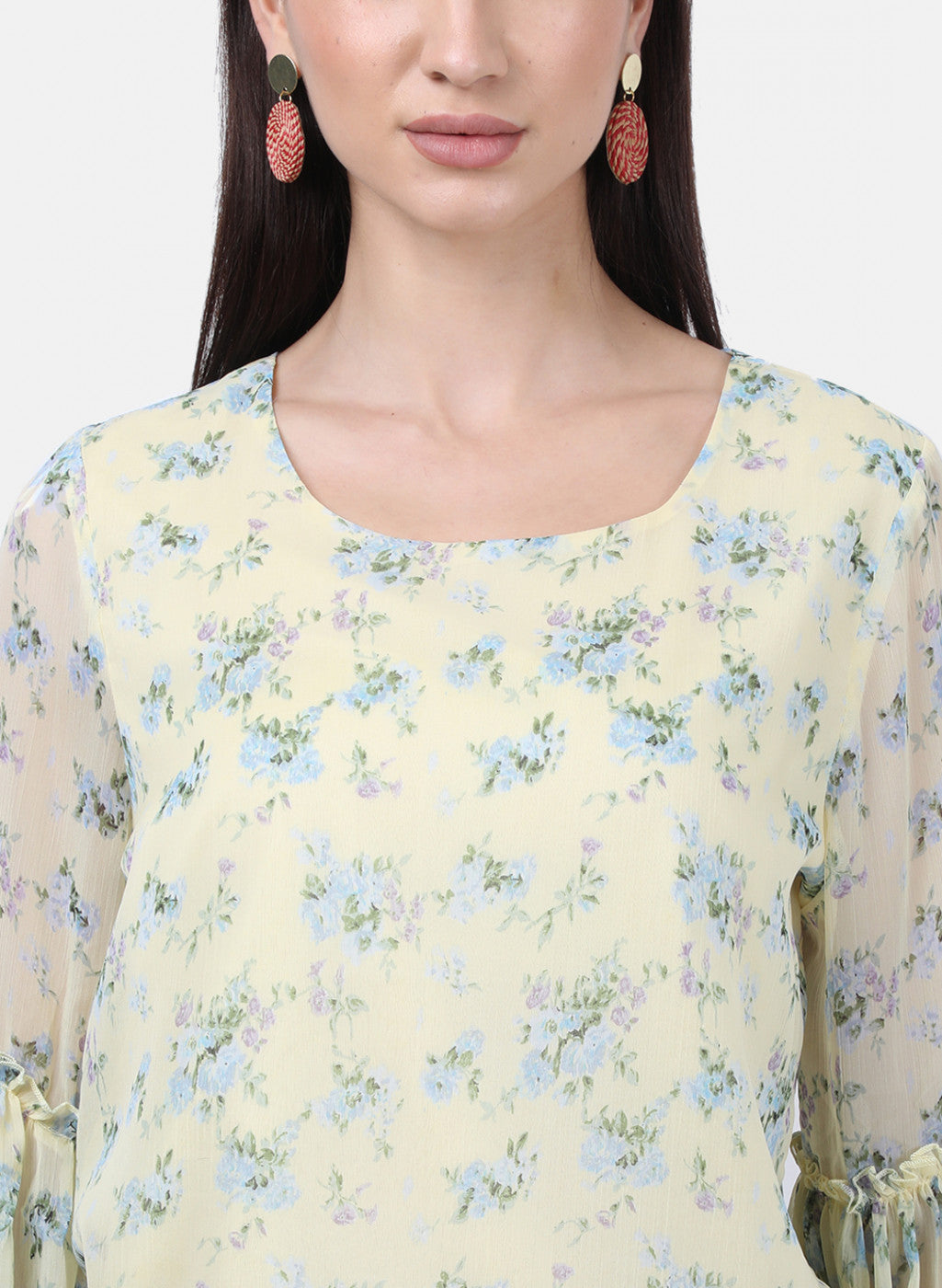 Womens Yellow Printed Tops