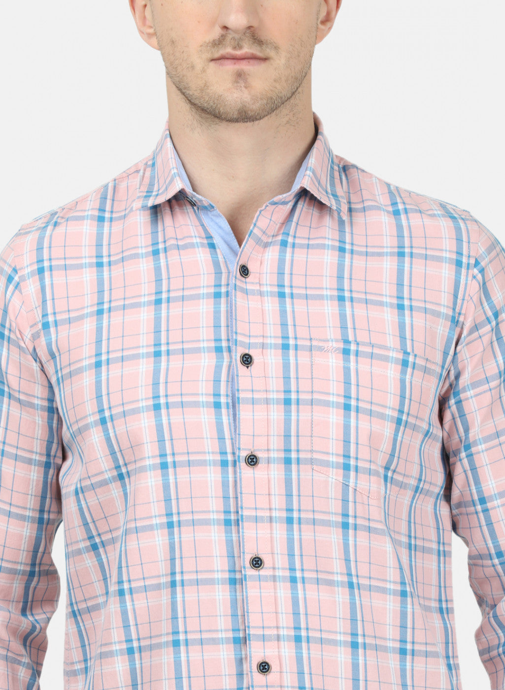 Mens Peach Check Shirt