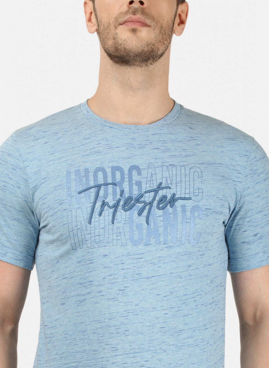 Mens Sky Blue Printed T-Shirt