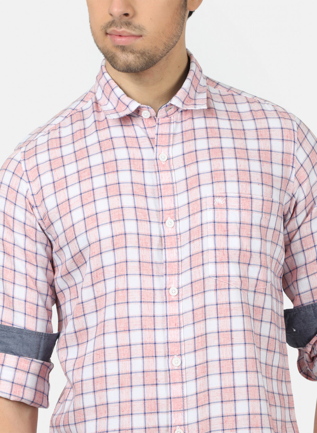 Men Pink & White Check Shirts
