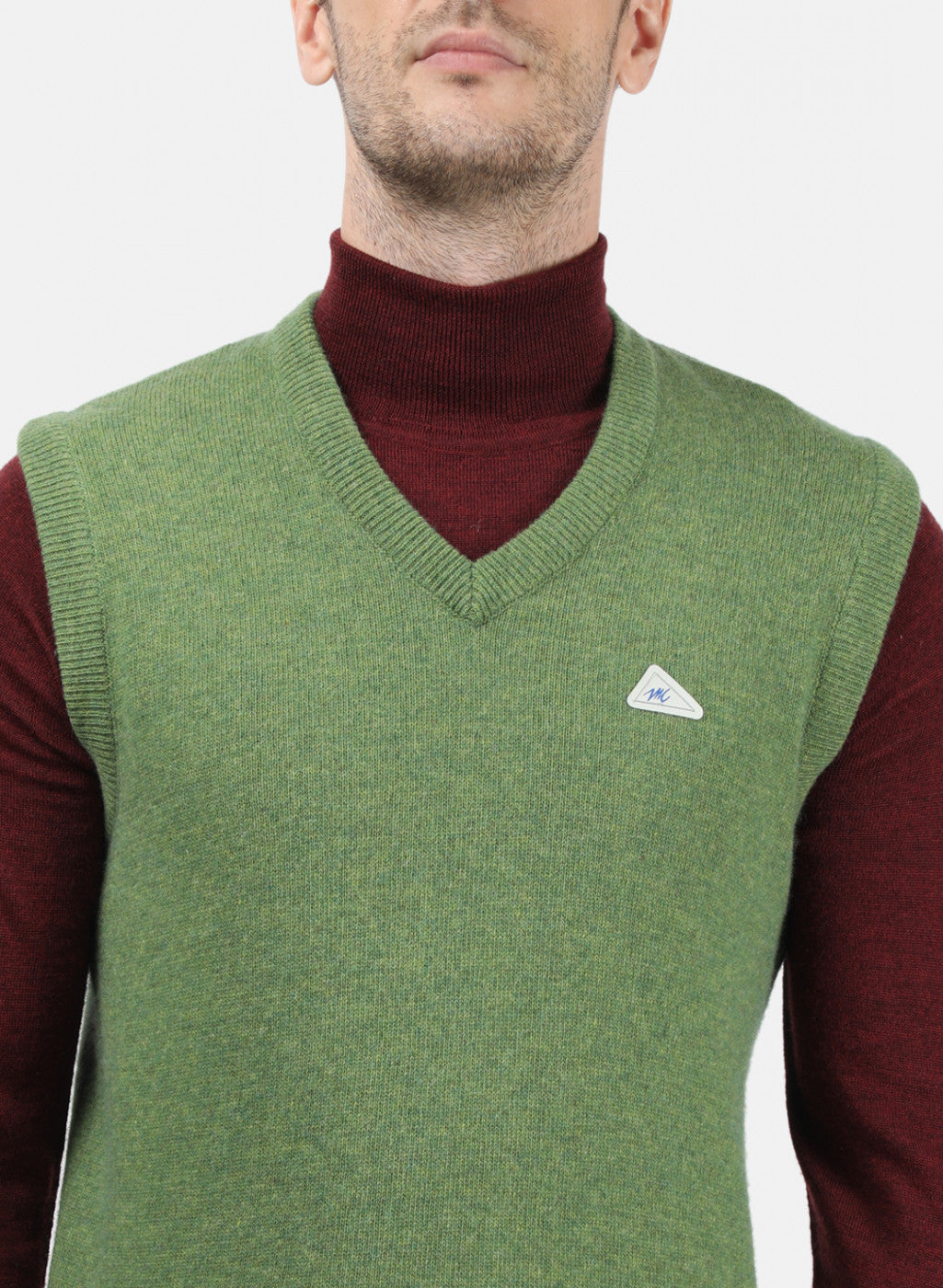 Men Green Solid Sweater