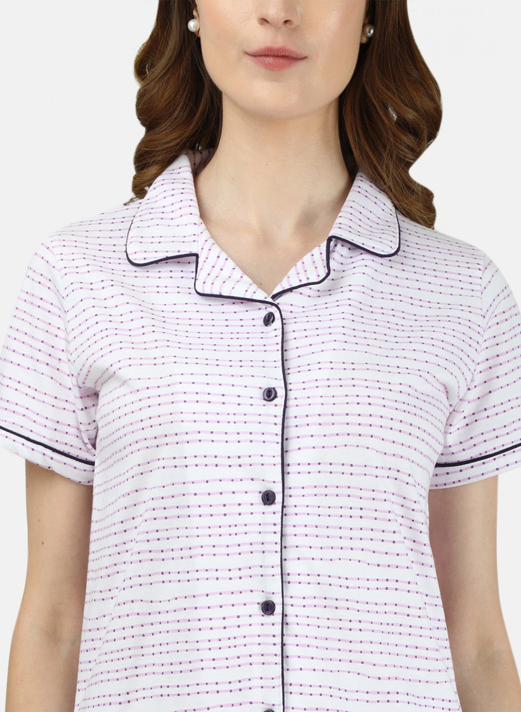 Womens Purple & White Printed Lower Set