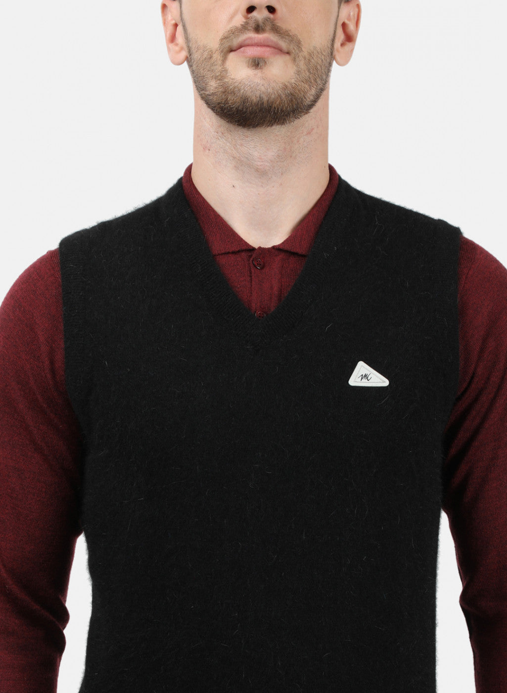 Men Black Solid Sweater