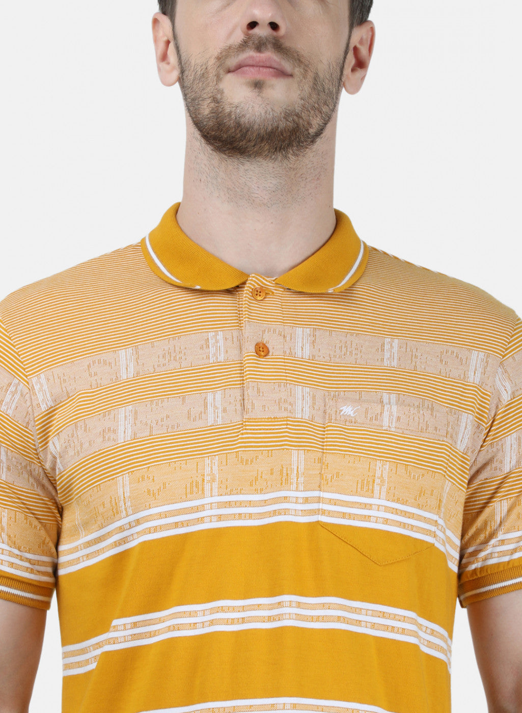 Mens Mustard Stripe Collar T-Shirts