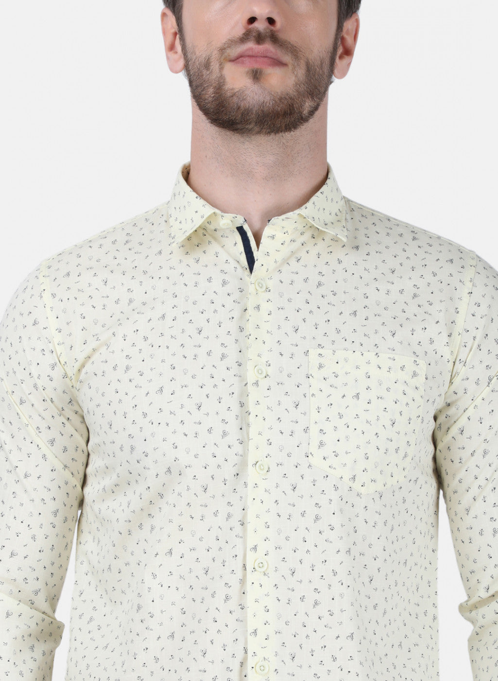 Mens Beige Printed Shirt