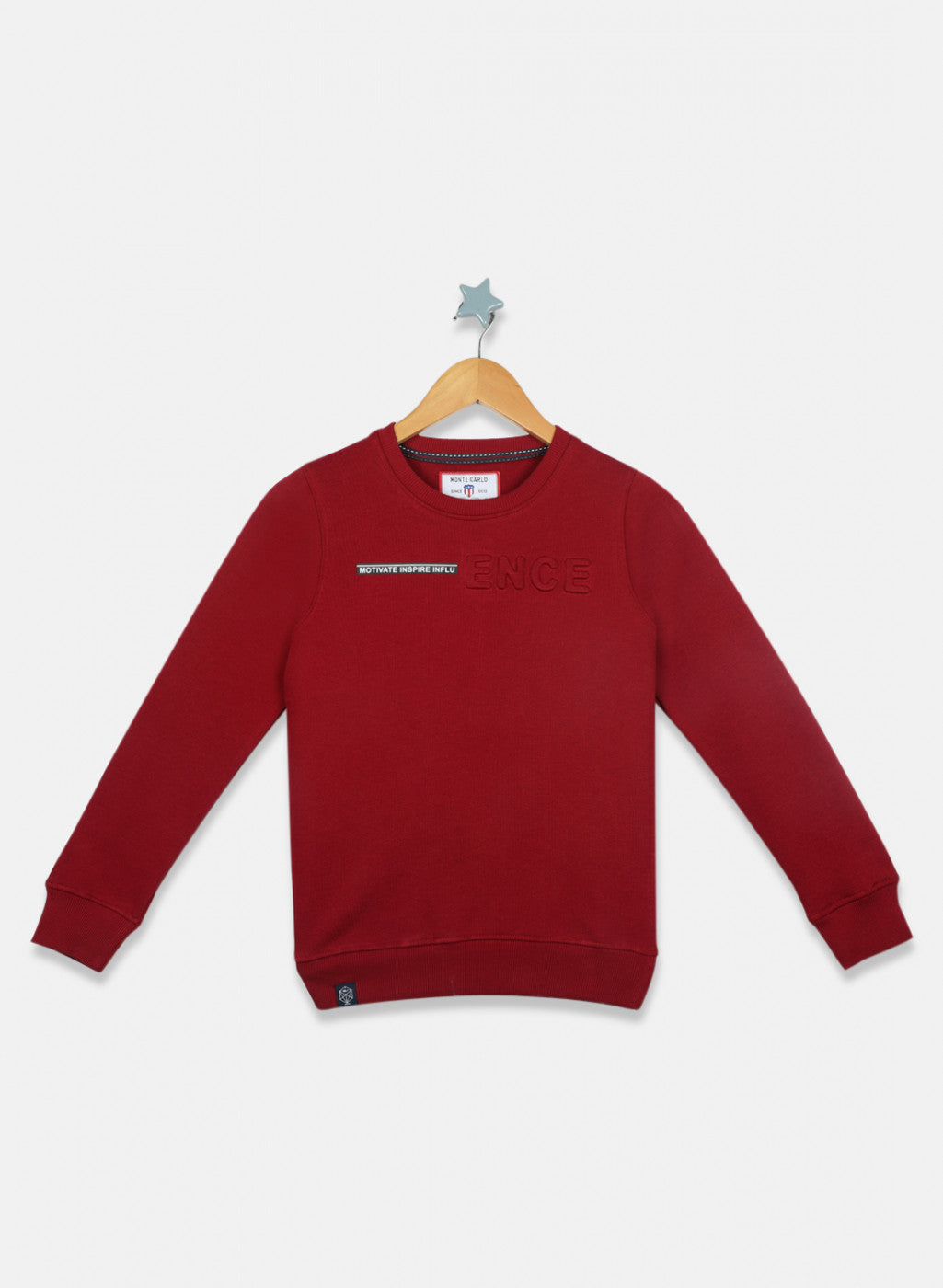 Boys Maroon Printed Sweatshirt