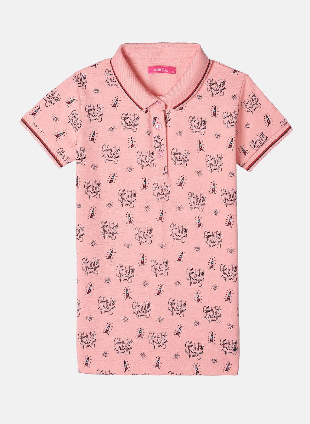 Girls Baby Pink Printed T-Shirt