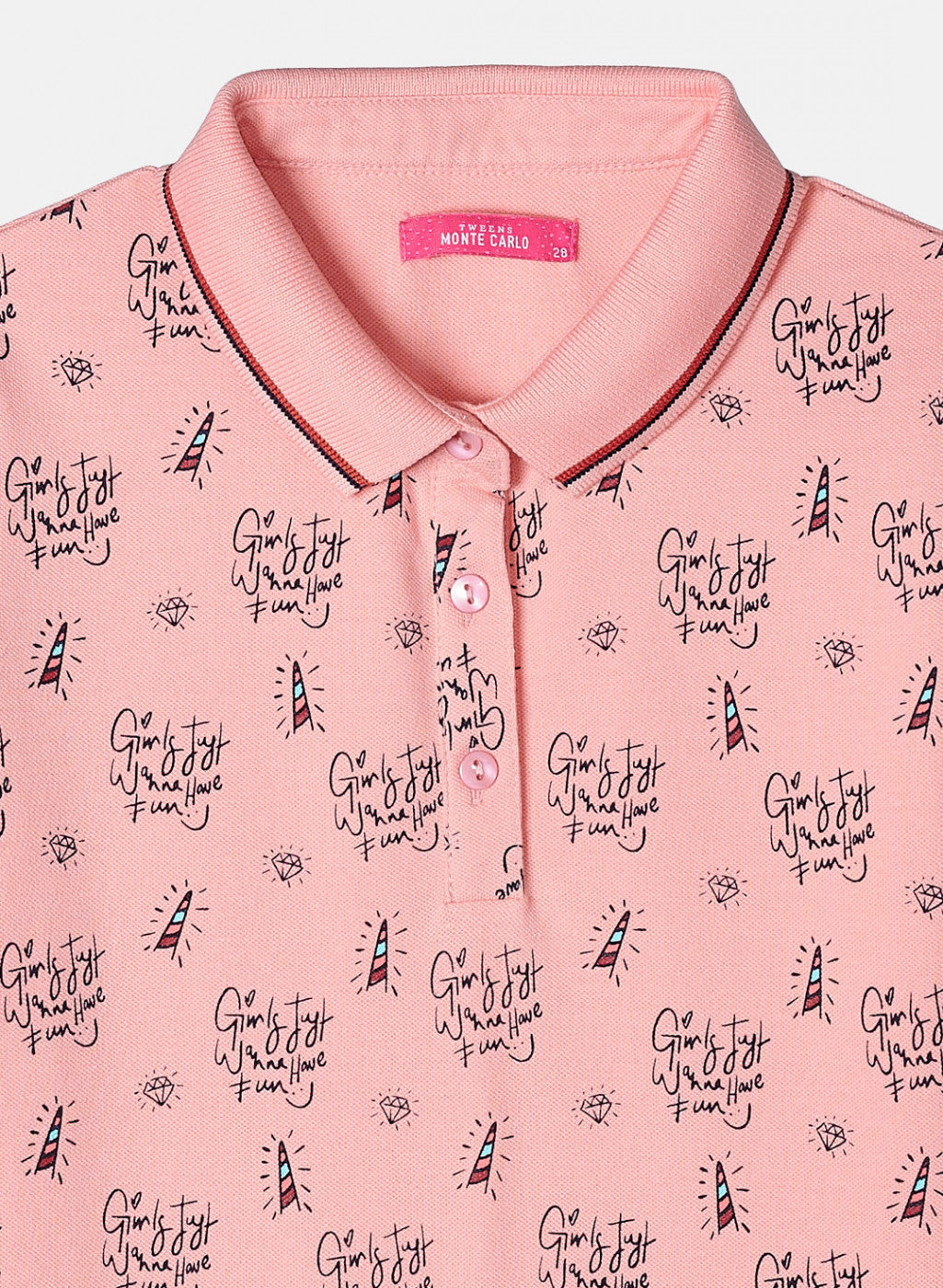 Girls Baby Pink Printed T-Shirt