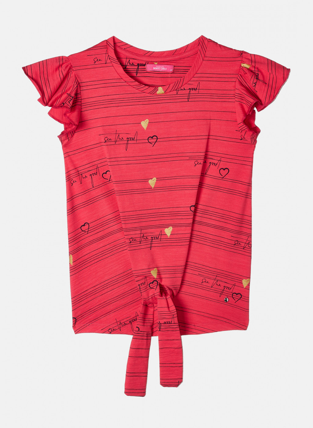 Girls Orange Printed Top