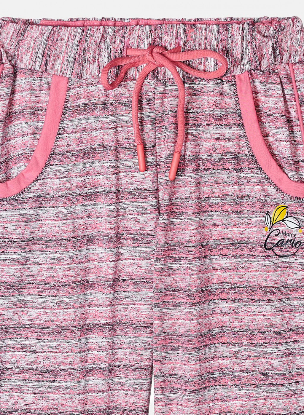 Girls Pink Printed Capri