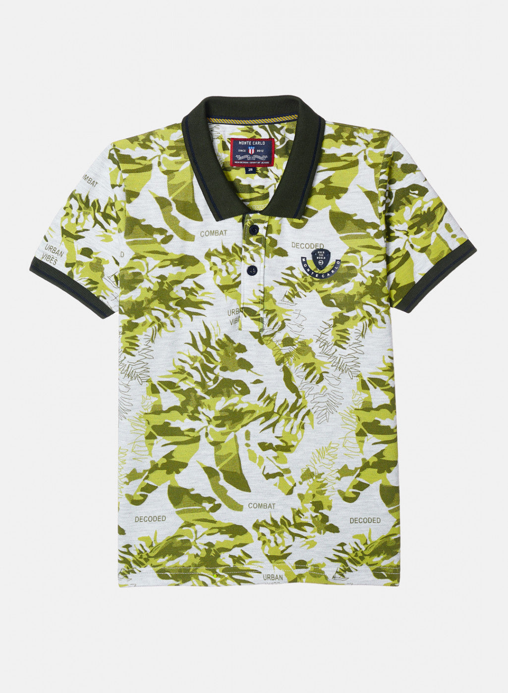 Boys Grey & Green Printed T-Shirt