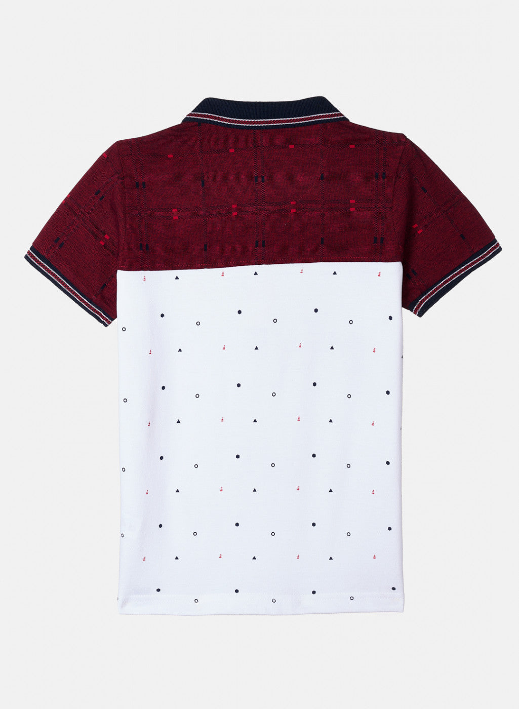 Boys Maroon & White Printed T-Shirt