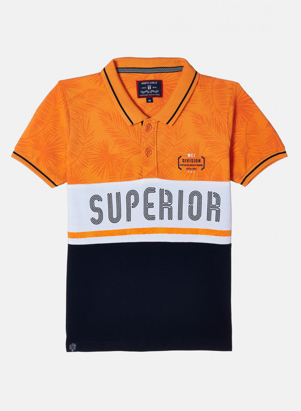 Boys Orange & Navy Printed T-Shirt