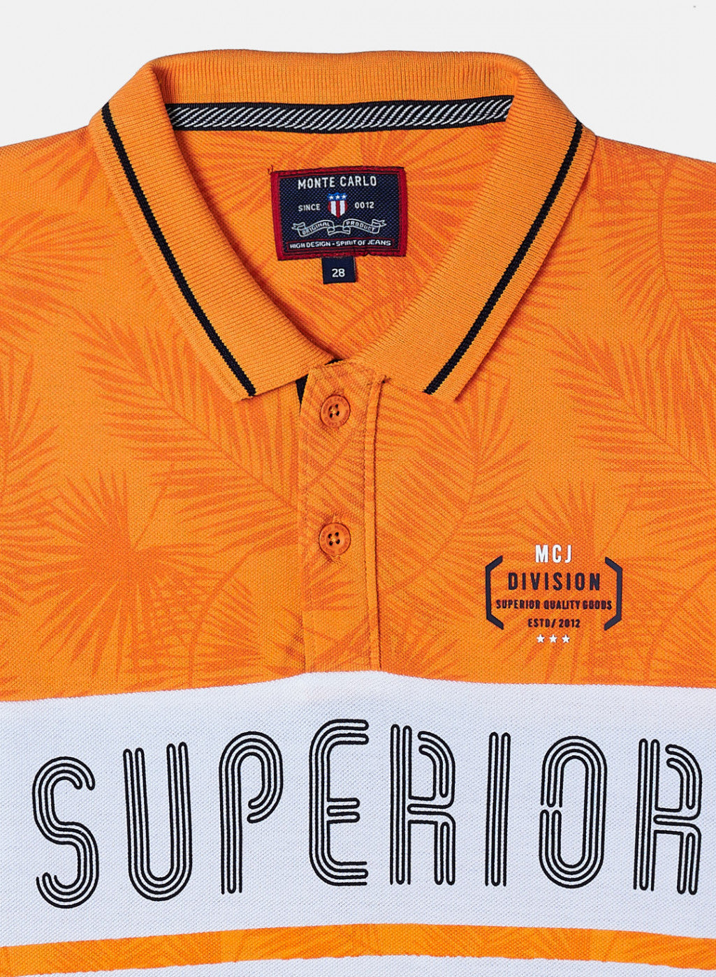 Boys Orange & Navy Printed T-Shirt