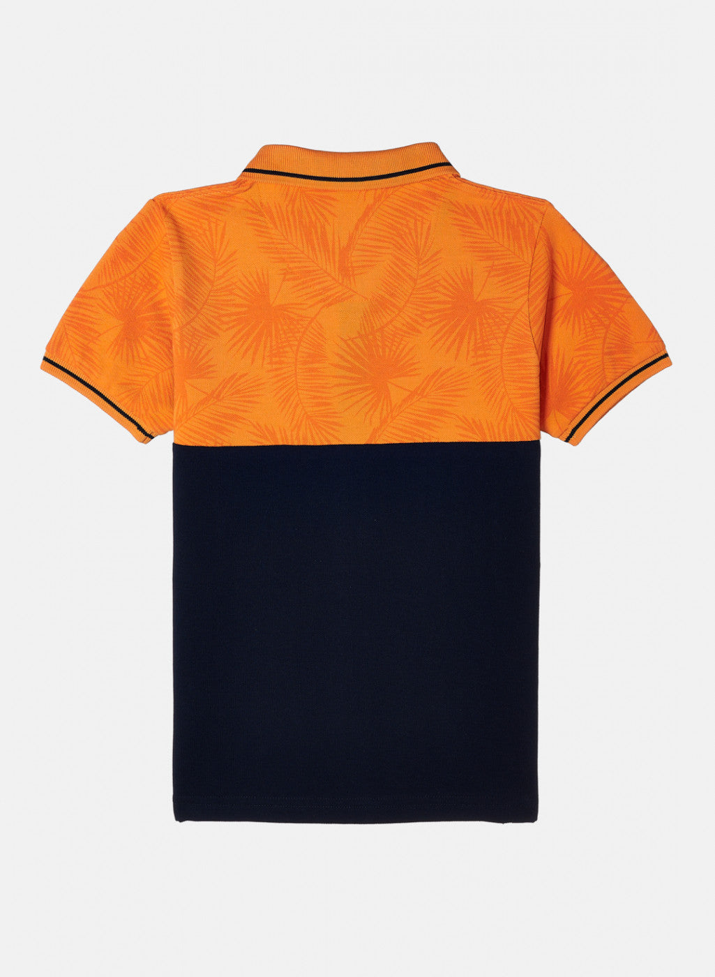 Boys Orange & Navy Printed T-Shirt