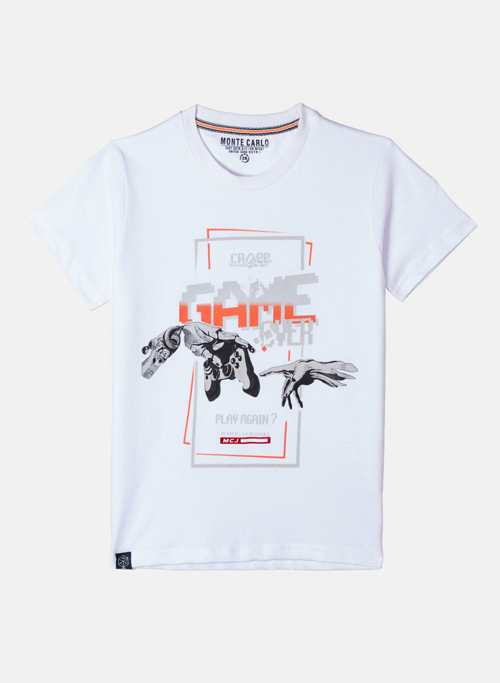 Boys White Printed T-Shirt