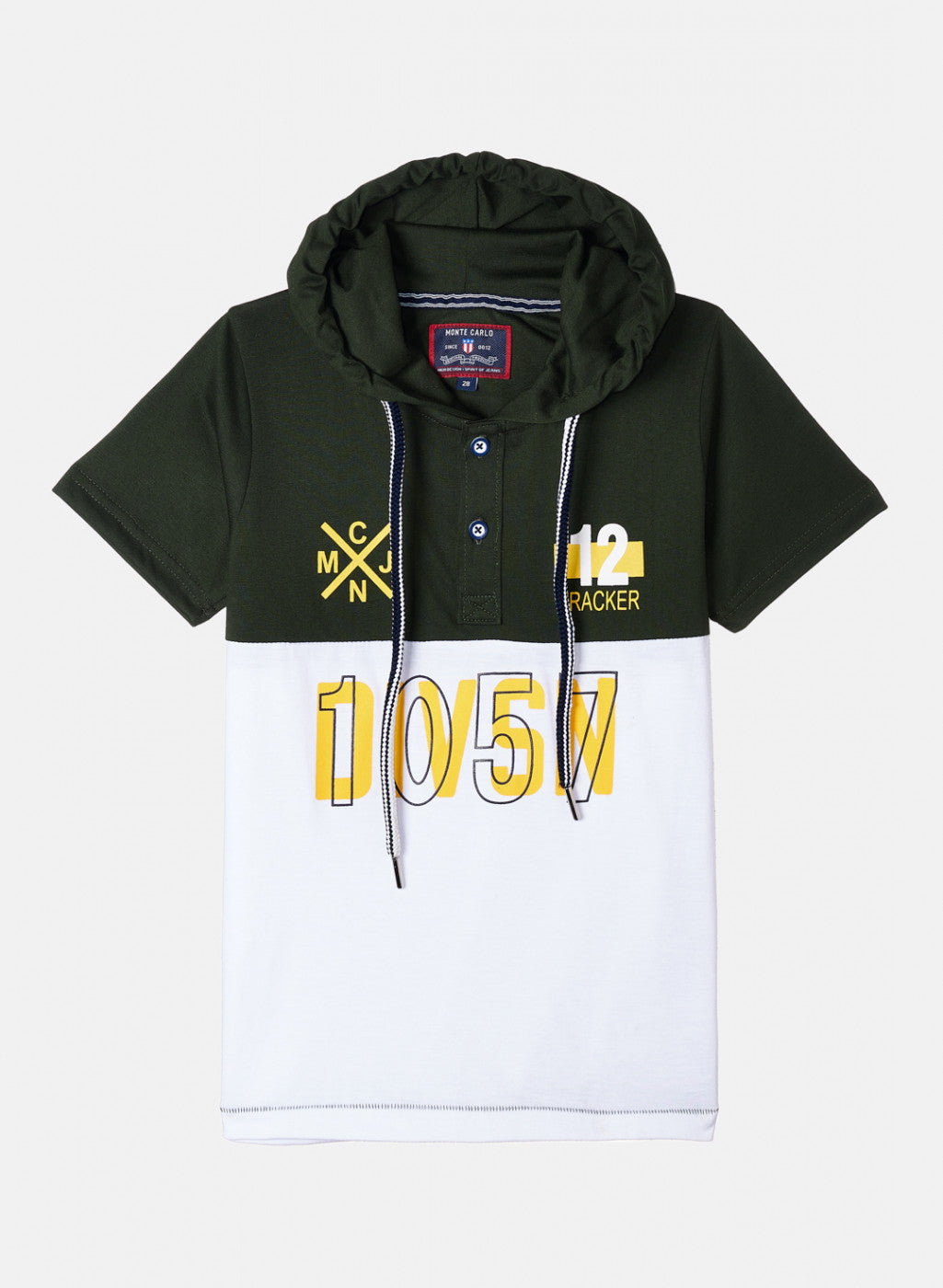 Boys Olive & White Printed T-Shirt
