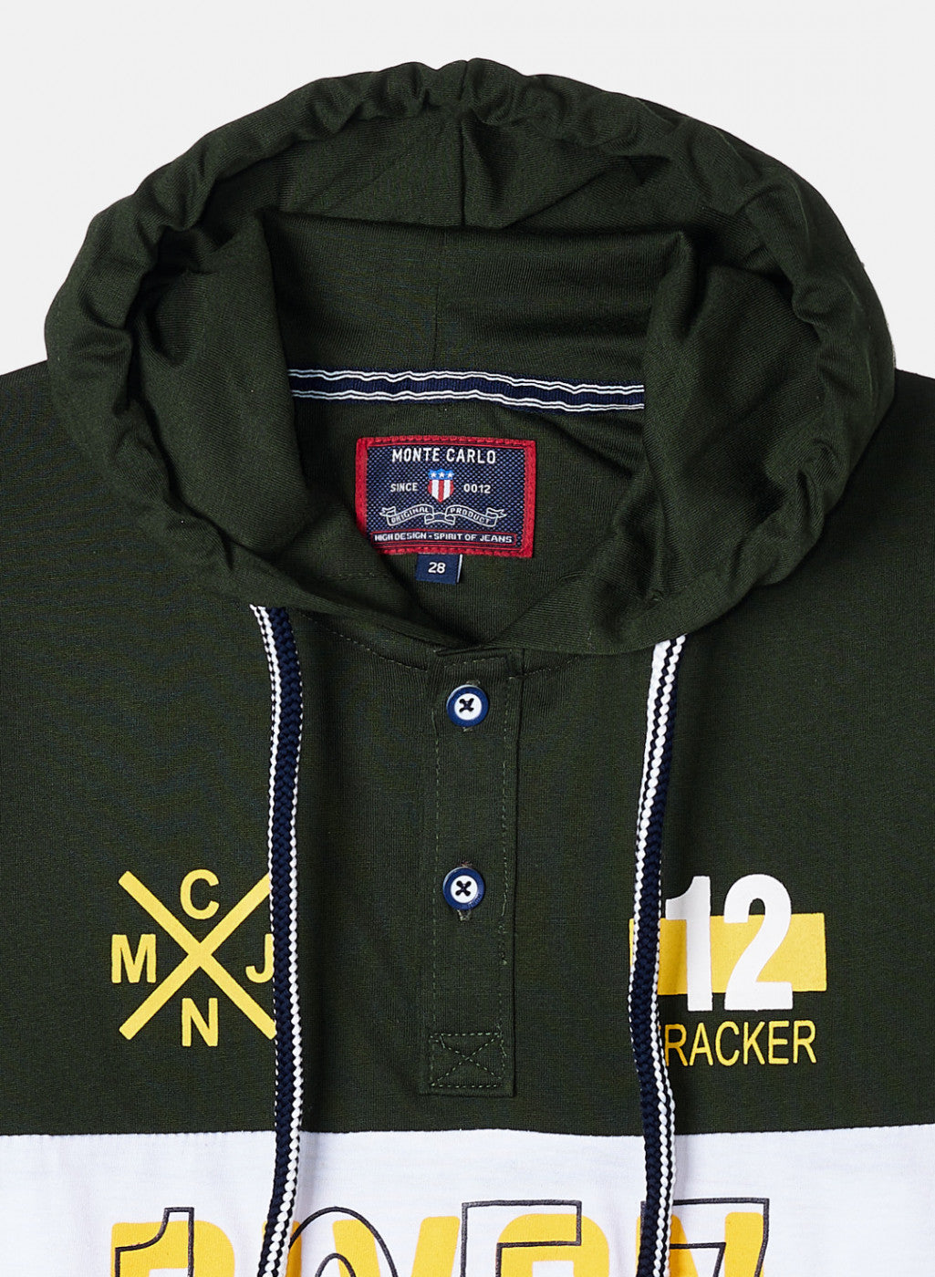 Boys Olive & White Printed T-Shirt