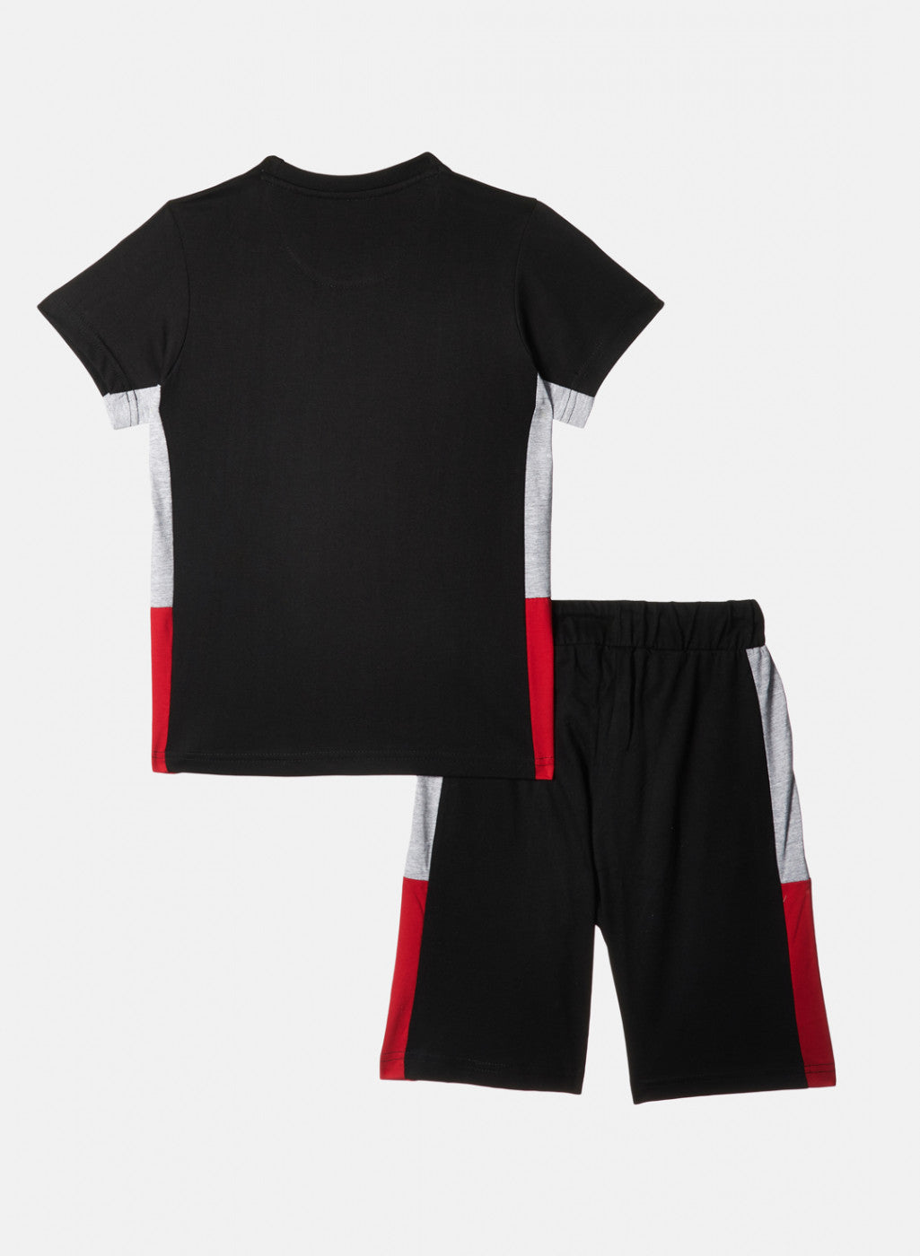 Boys Black Printed Bermuda Set