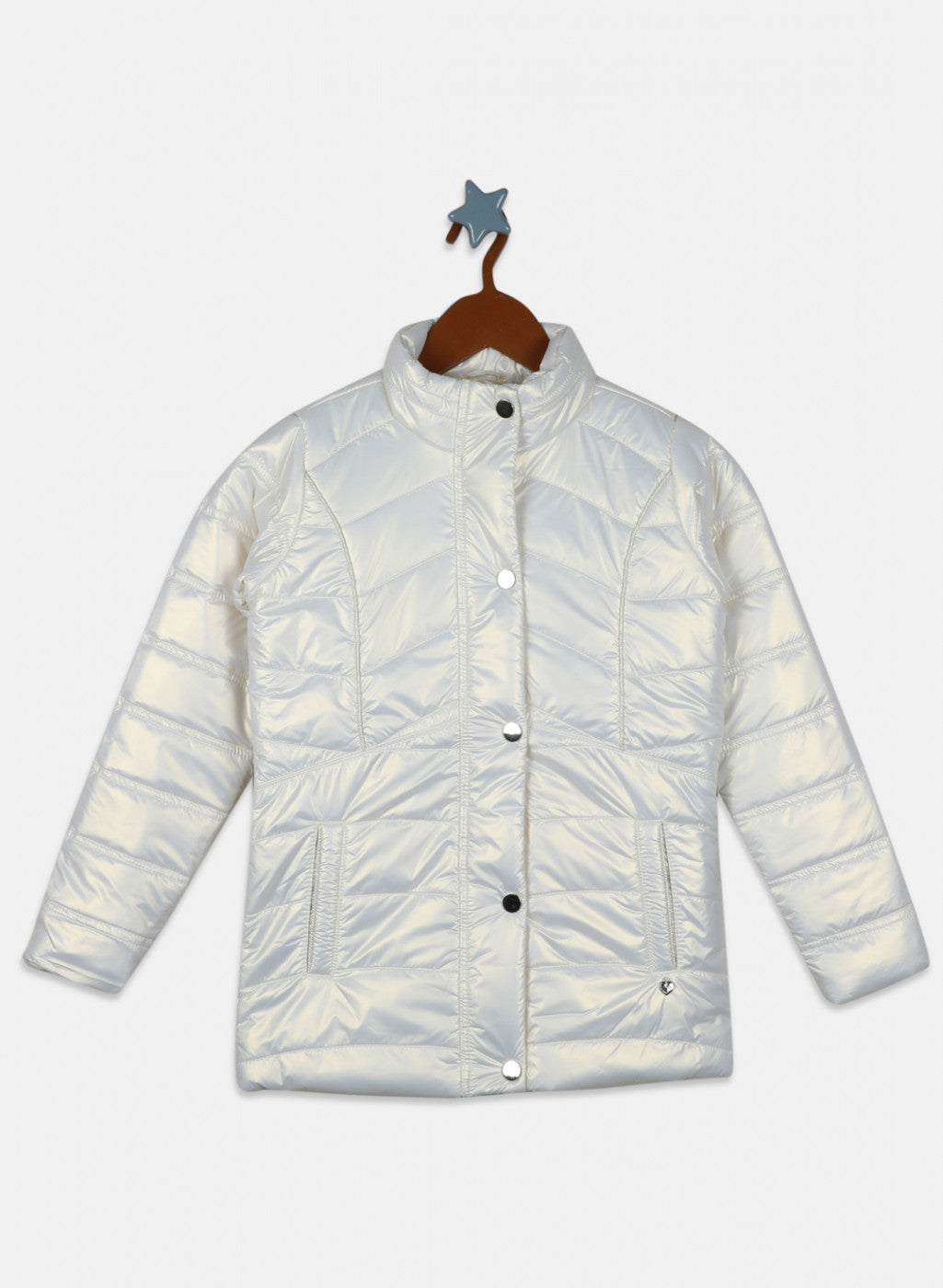 Girls Cream Solid Jacket