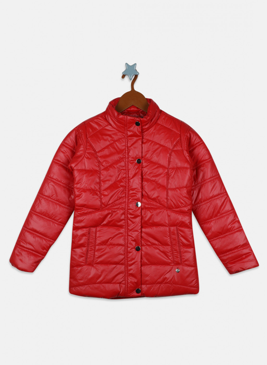 Girls Red Solid Jacket