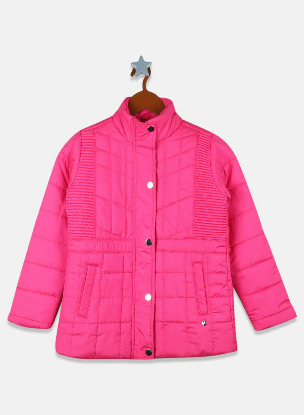 Girls Pink Solid Jacket