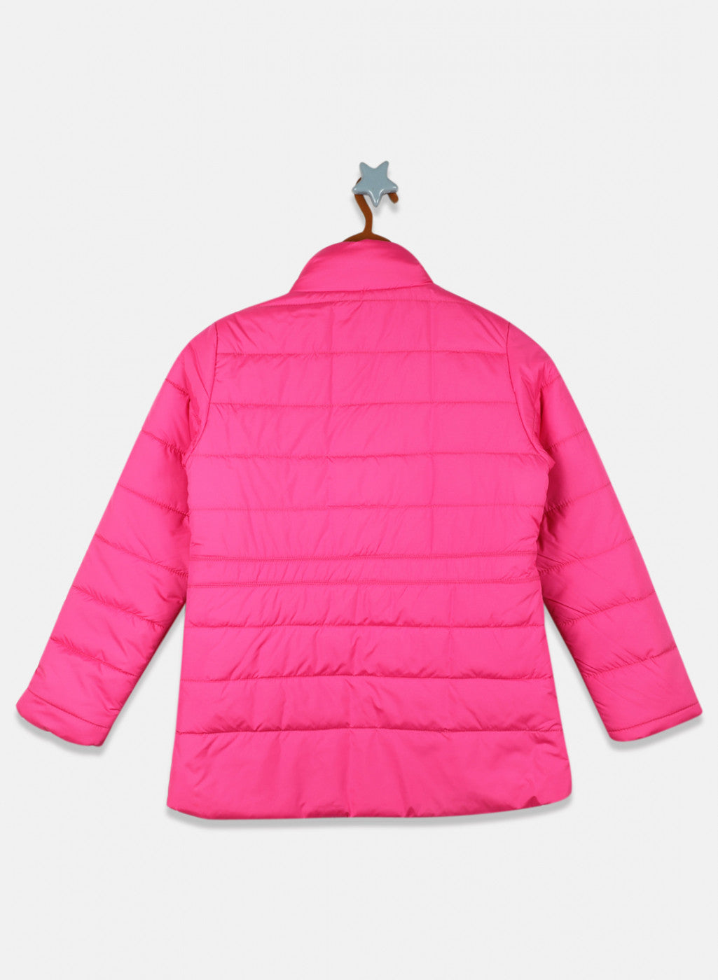 Girls Pink Solid Jacket