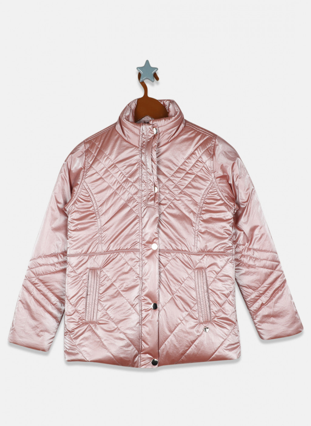 Girls Peach Solid Jacket