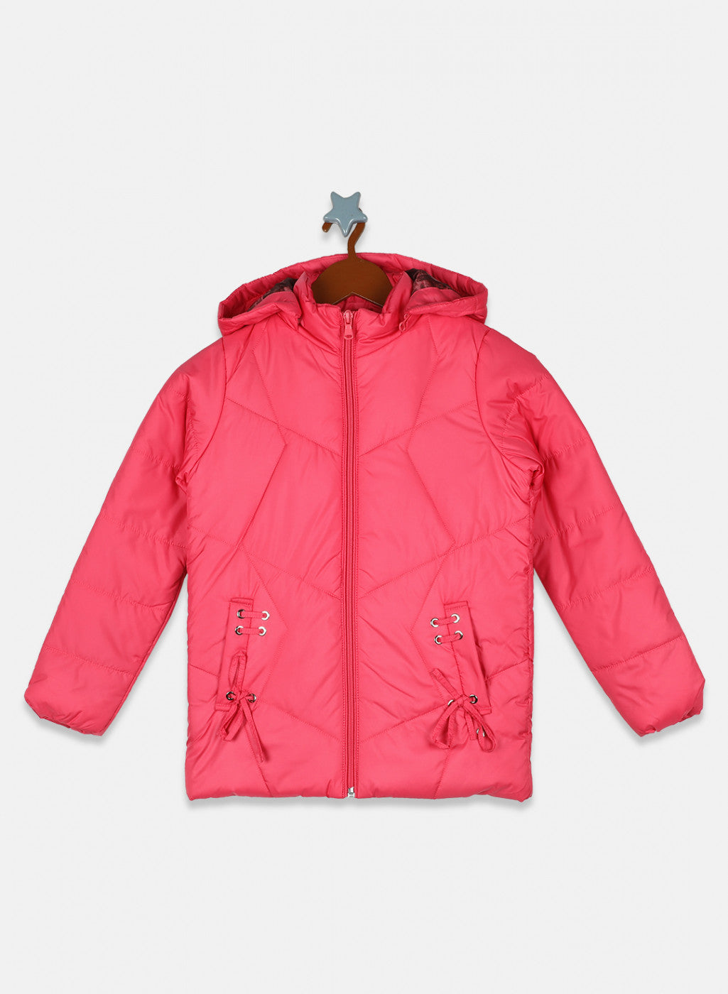Girls Pink Solid Jacket