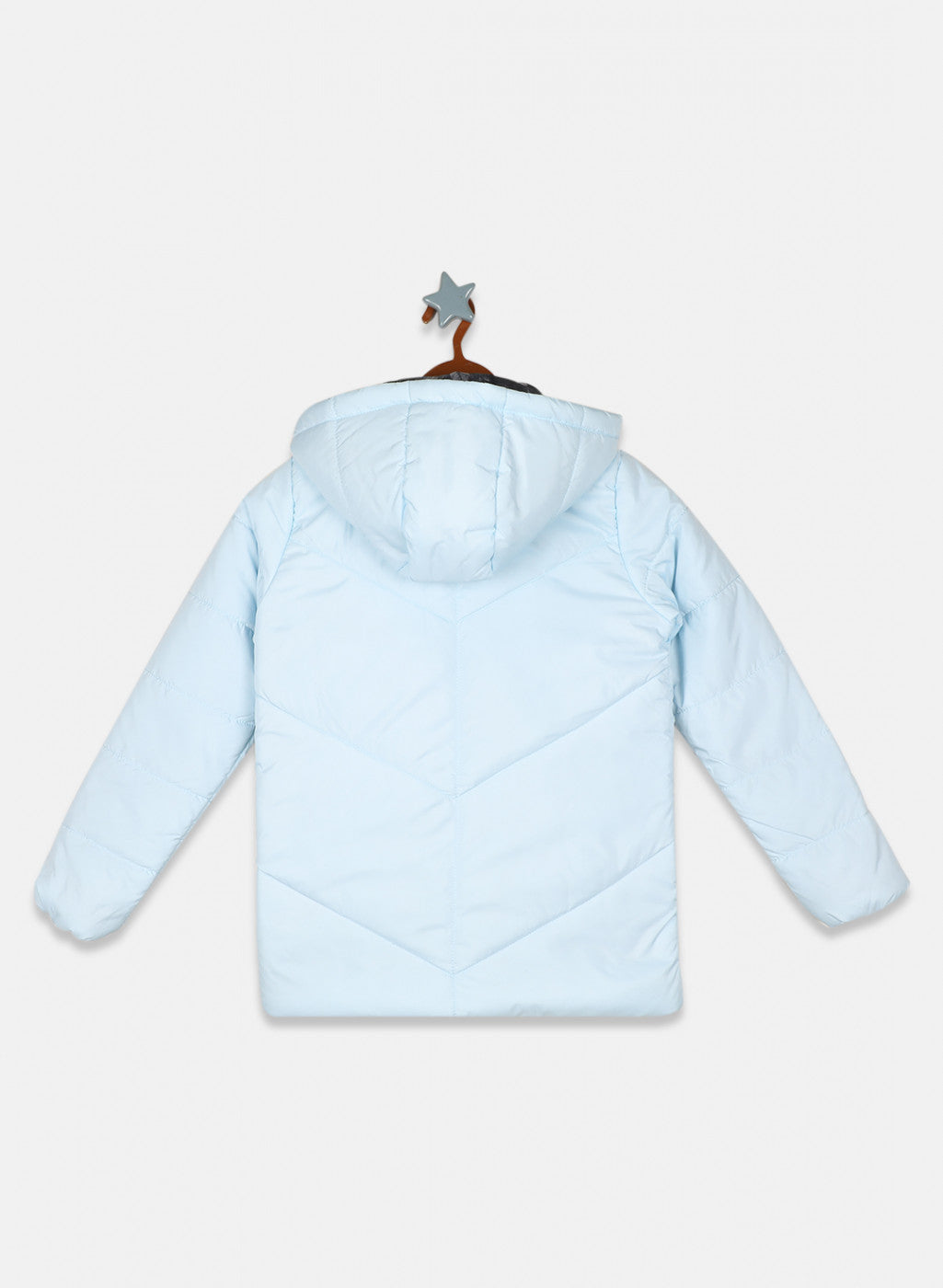 Girls Sky Blue Solid Jacket