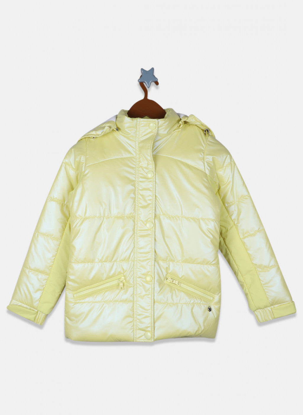 Girls Yellow Solid Jacket