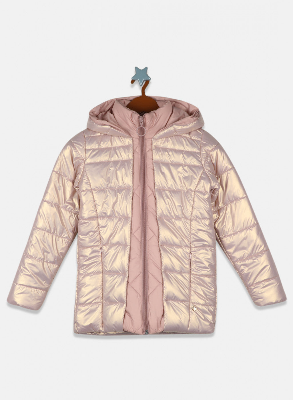 Girls Peach Solid Jacket