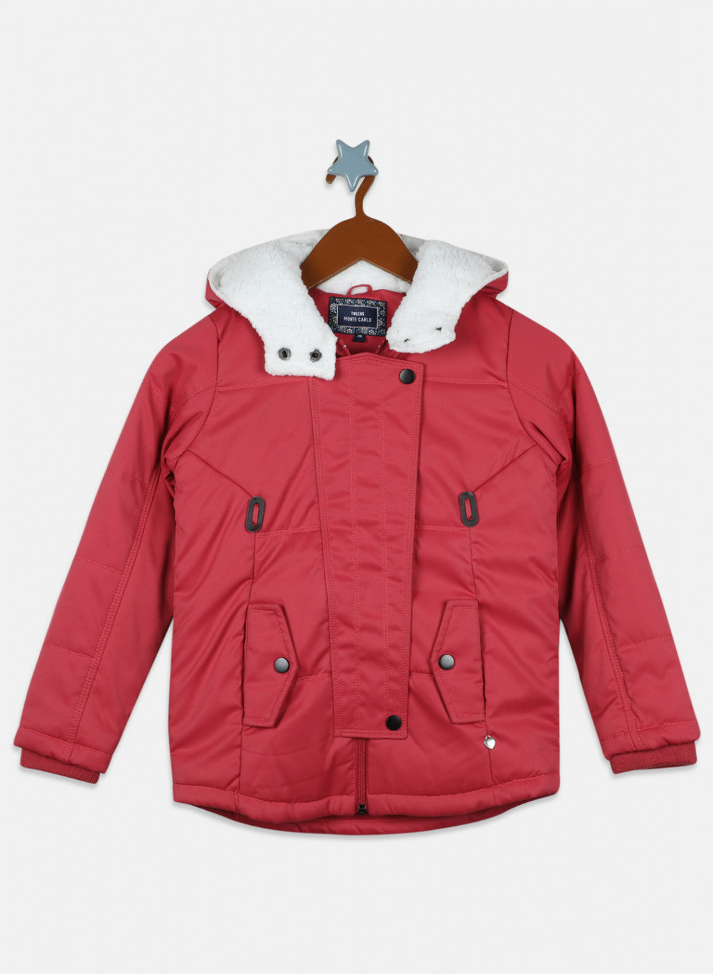 Girls Pink Solid Jacket