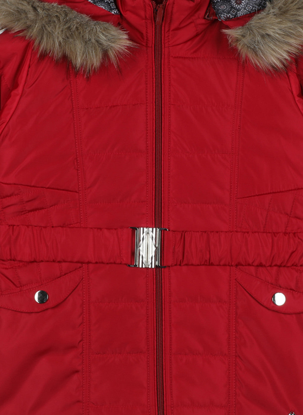 Girls Red Solid Jacket