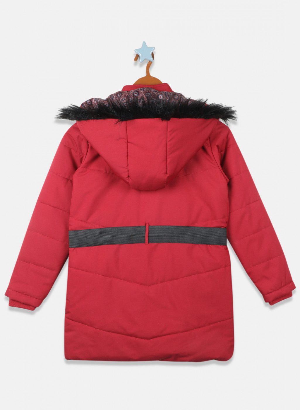 Girls Red Solid Jacket
