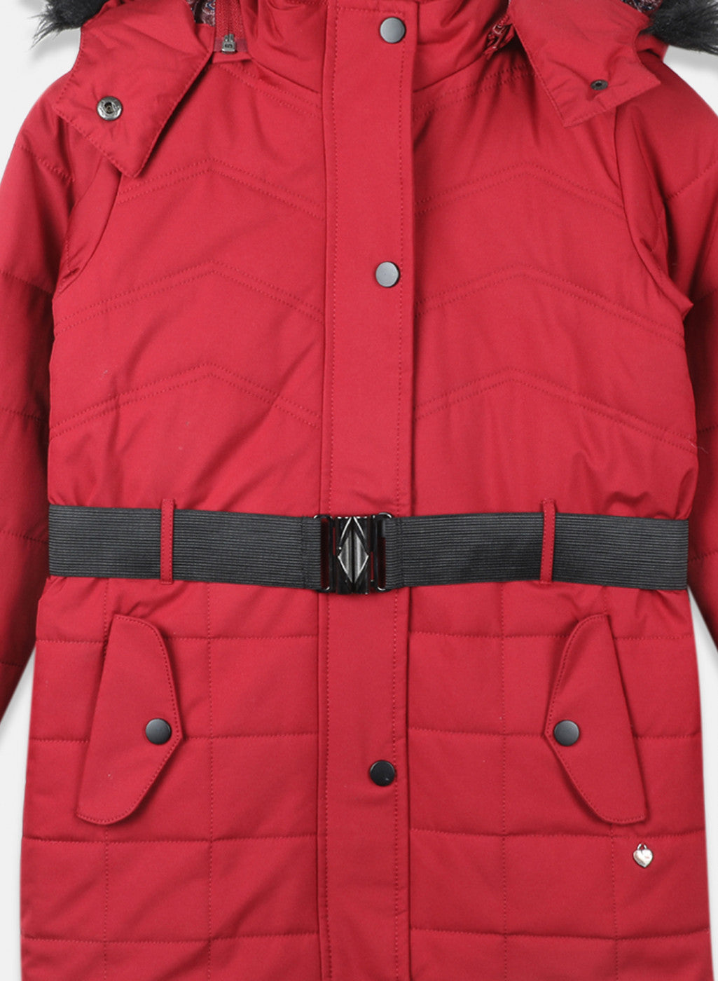 Girls Red Solid Jacket
