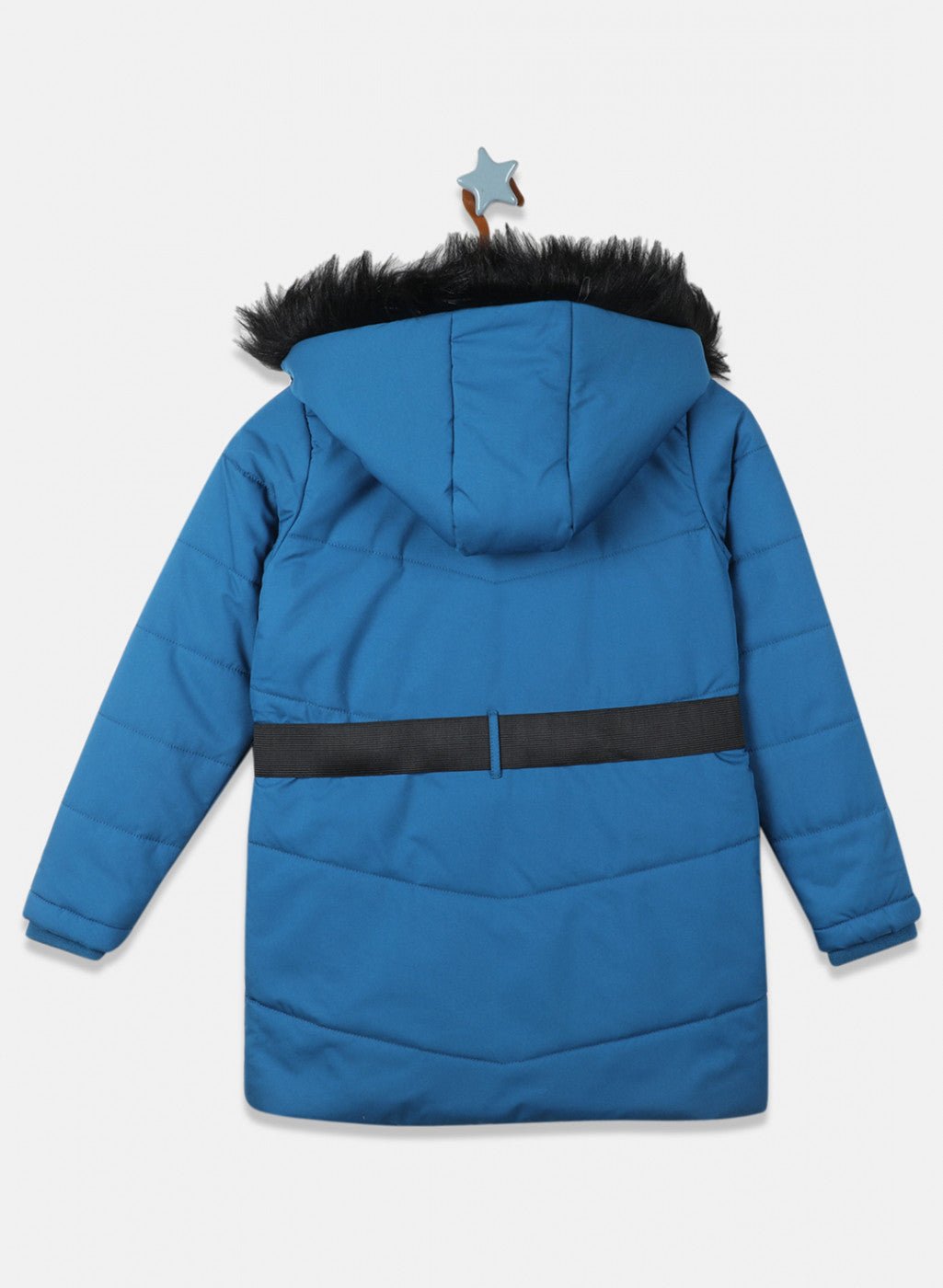 Girls Blue Solid Jacket