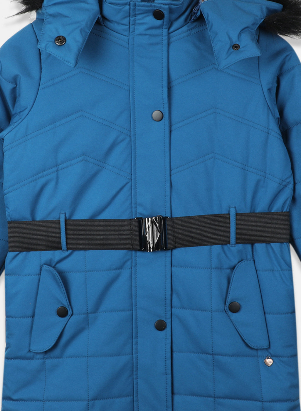 Girls Blue Solid Jacket
